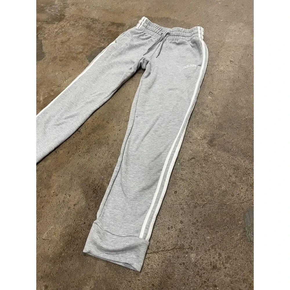 Adidas Sweatpants Youth‎ Small Gray 3-Stripes Jogger Ankle Athletic Gym Play